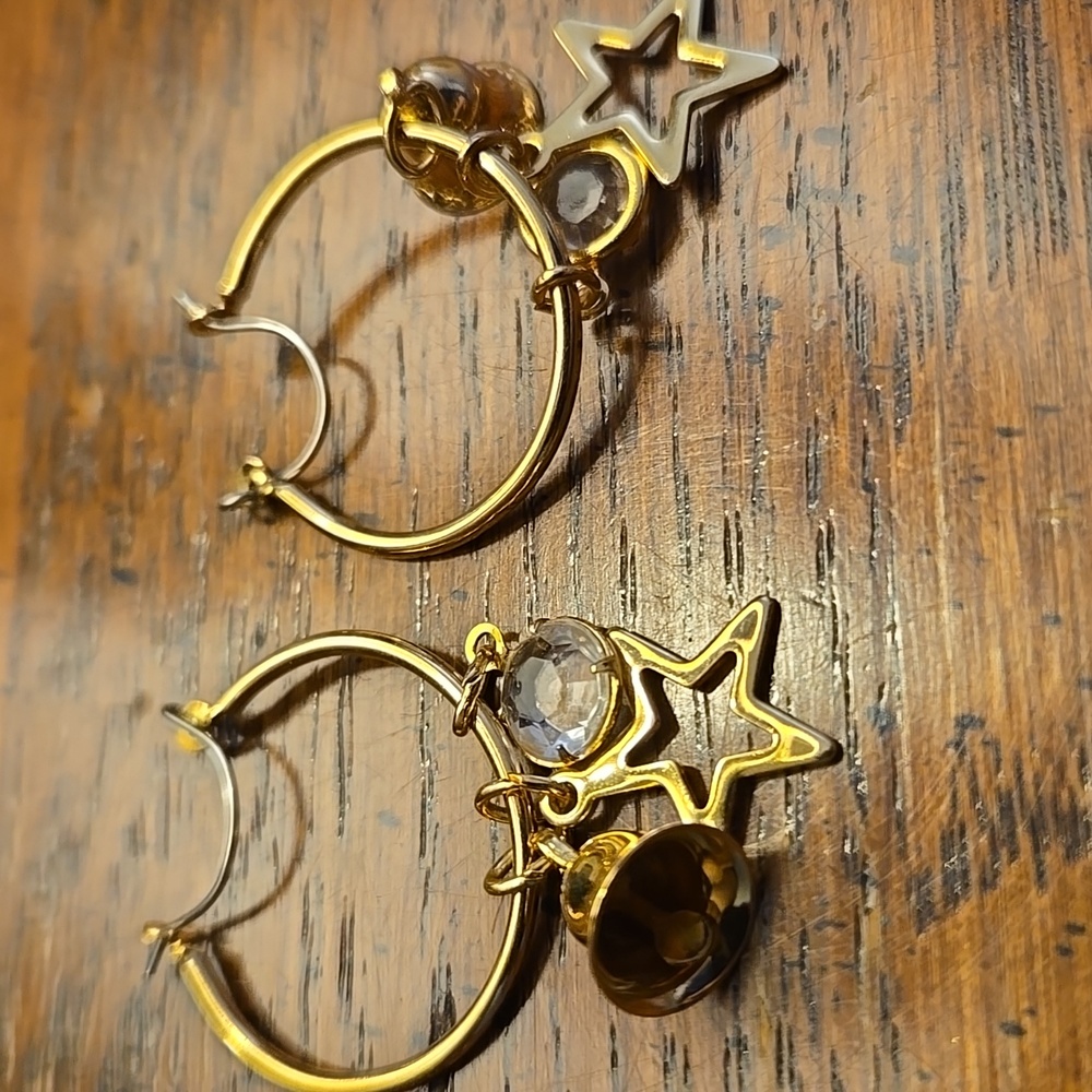 Vintage Charms/Earrings With Bells And Stars